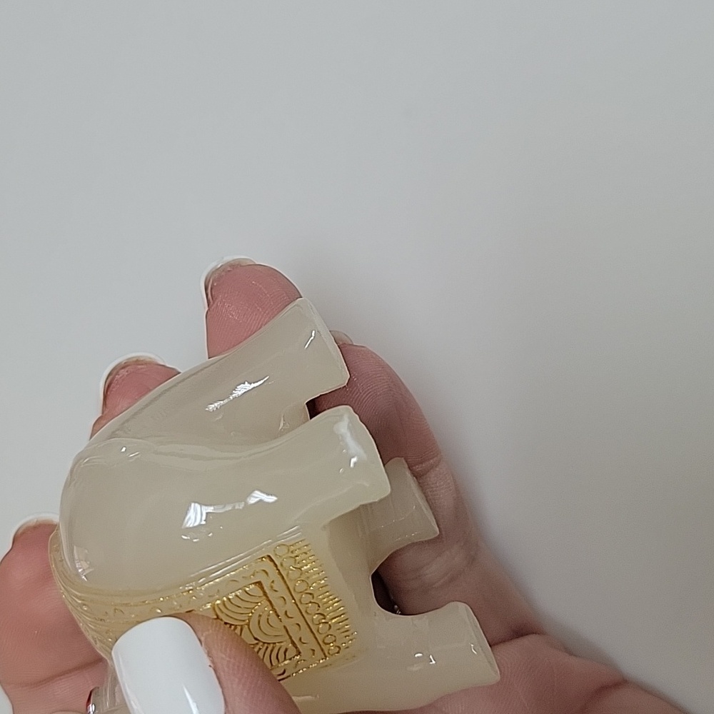 Feng Shui Set of 3 White Jade Elephant Figurines with Gold Accents - Picture 11 of 11